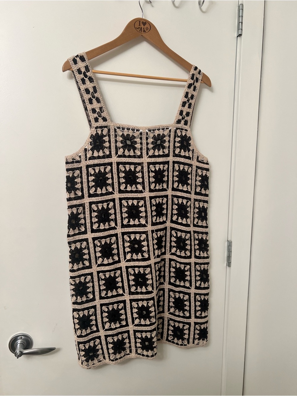 H&M Crochet Mini Dress – Black and Beige, Size Medium - Picture 3 of 8